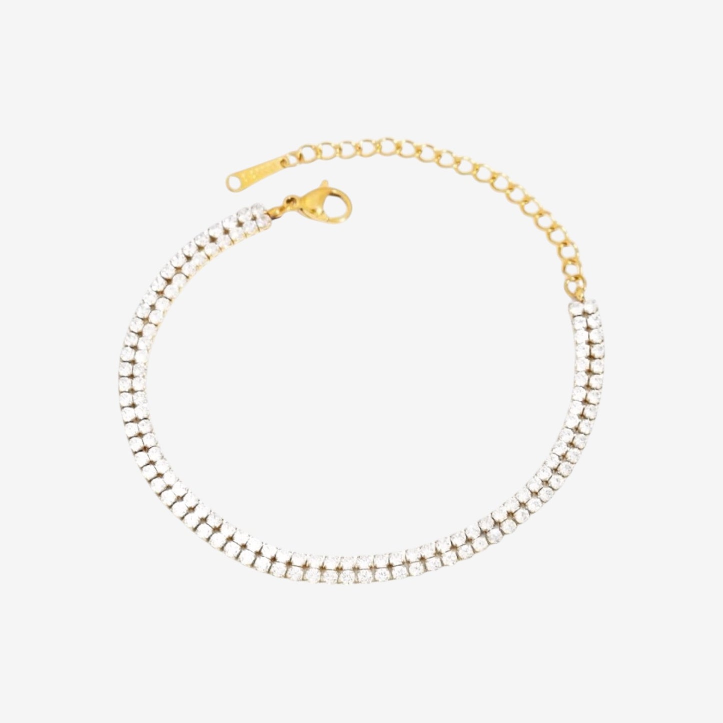 Double Row Gold Cubic Zirconia Tennis Bracelet