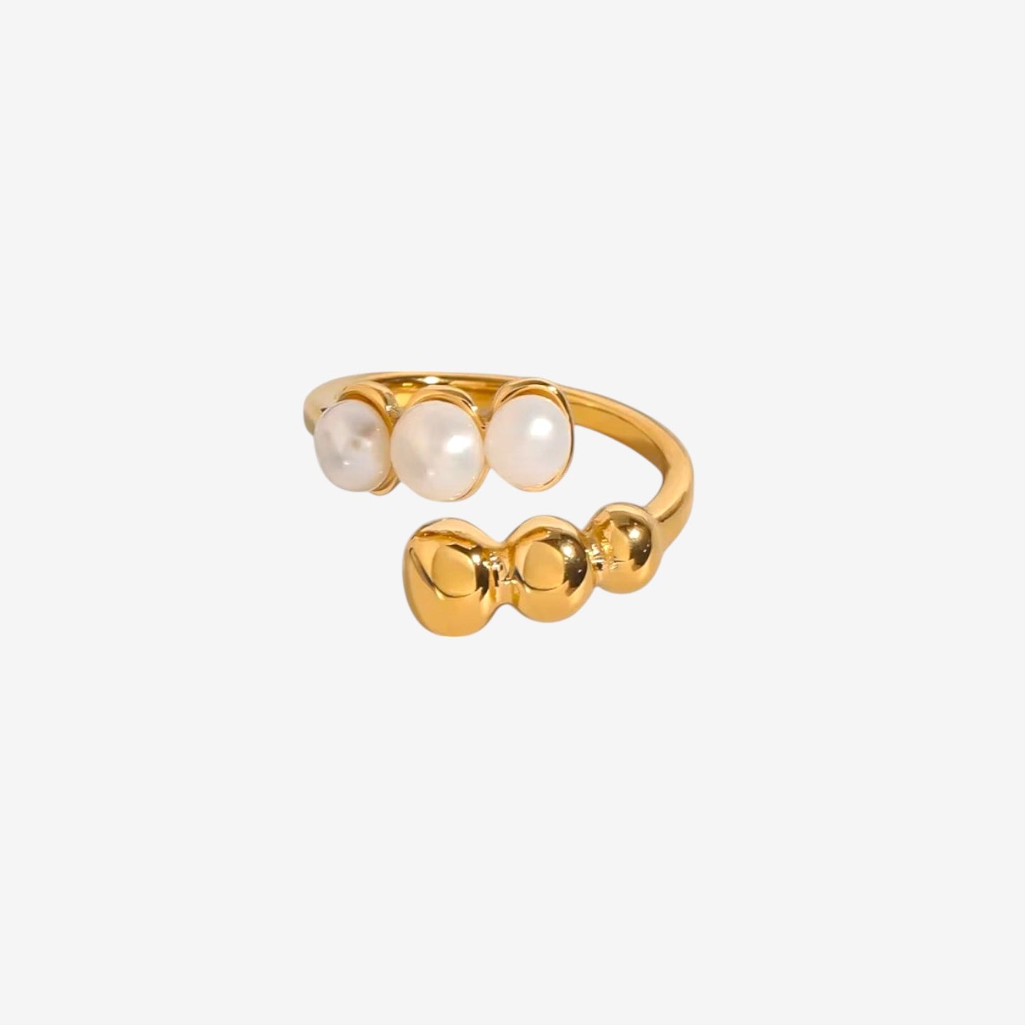Freshwater Pearl and Gold Bead Ring