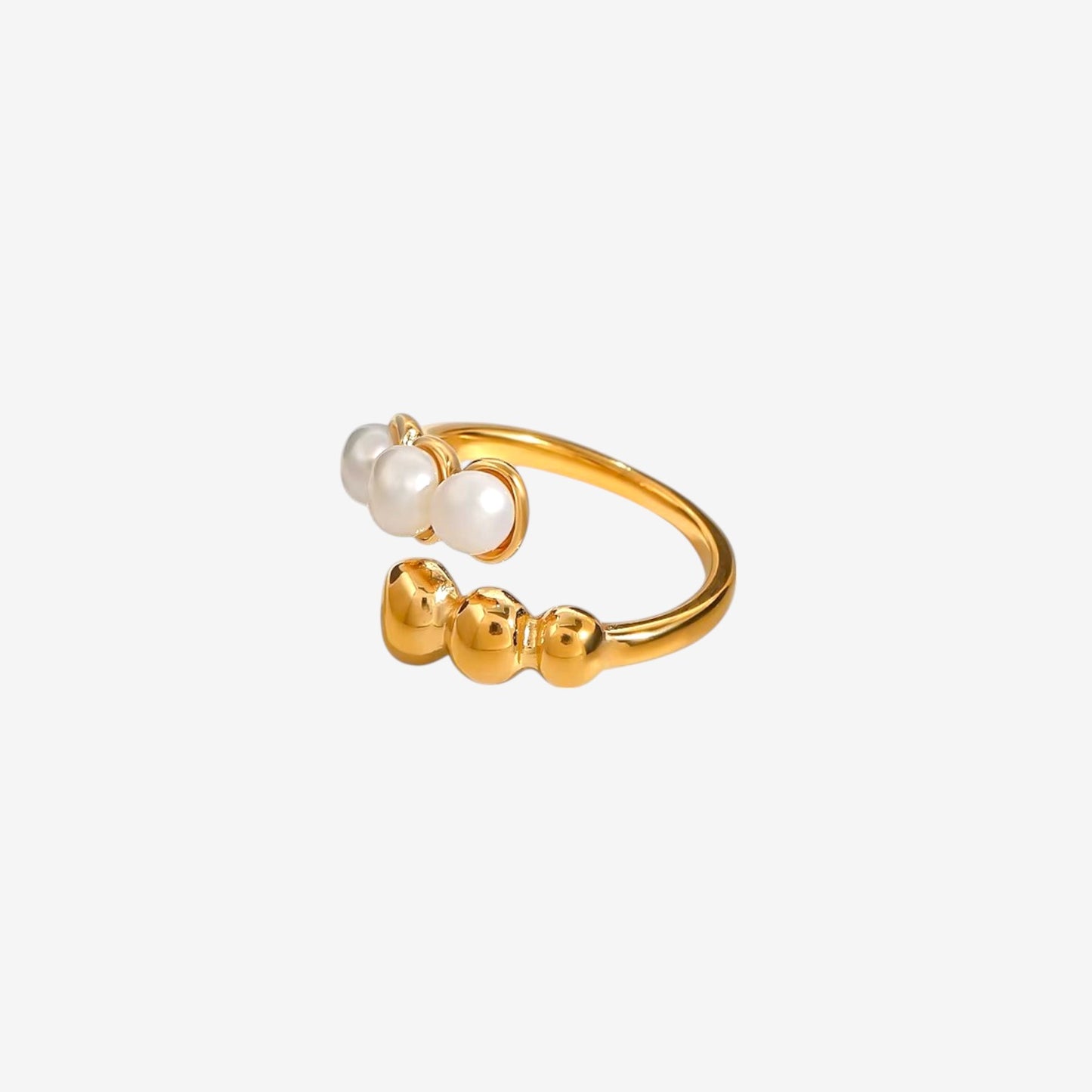Freshwater Pearl and Gold Bead Ring