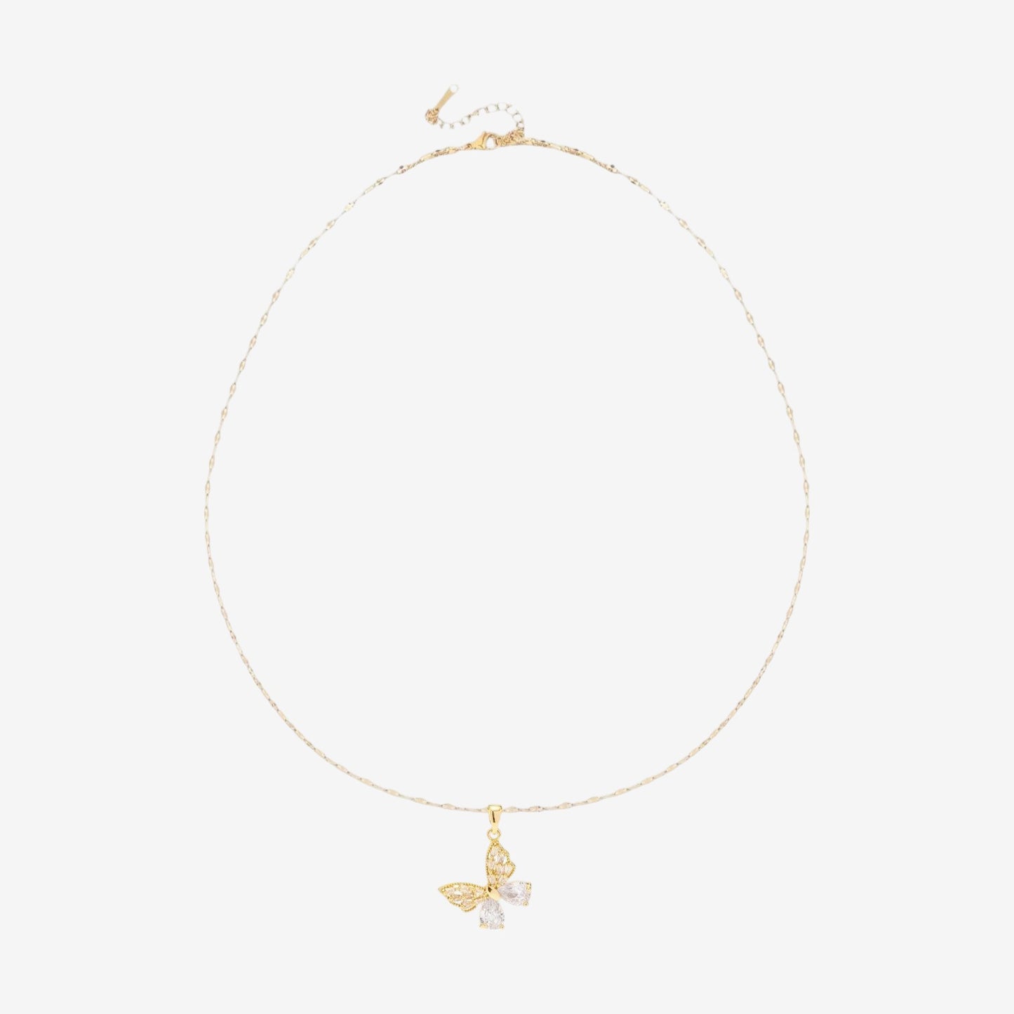 Gold Cubic Zirconia Butterfly Necklace