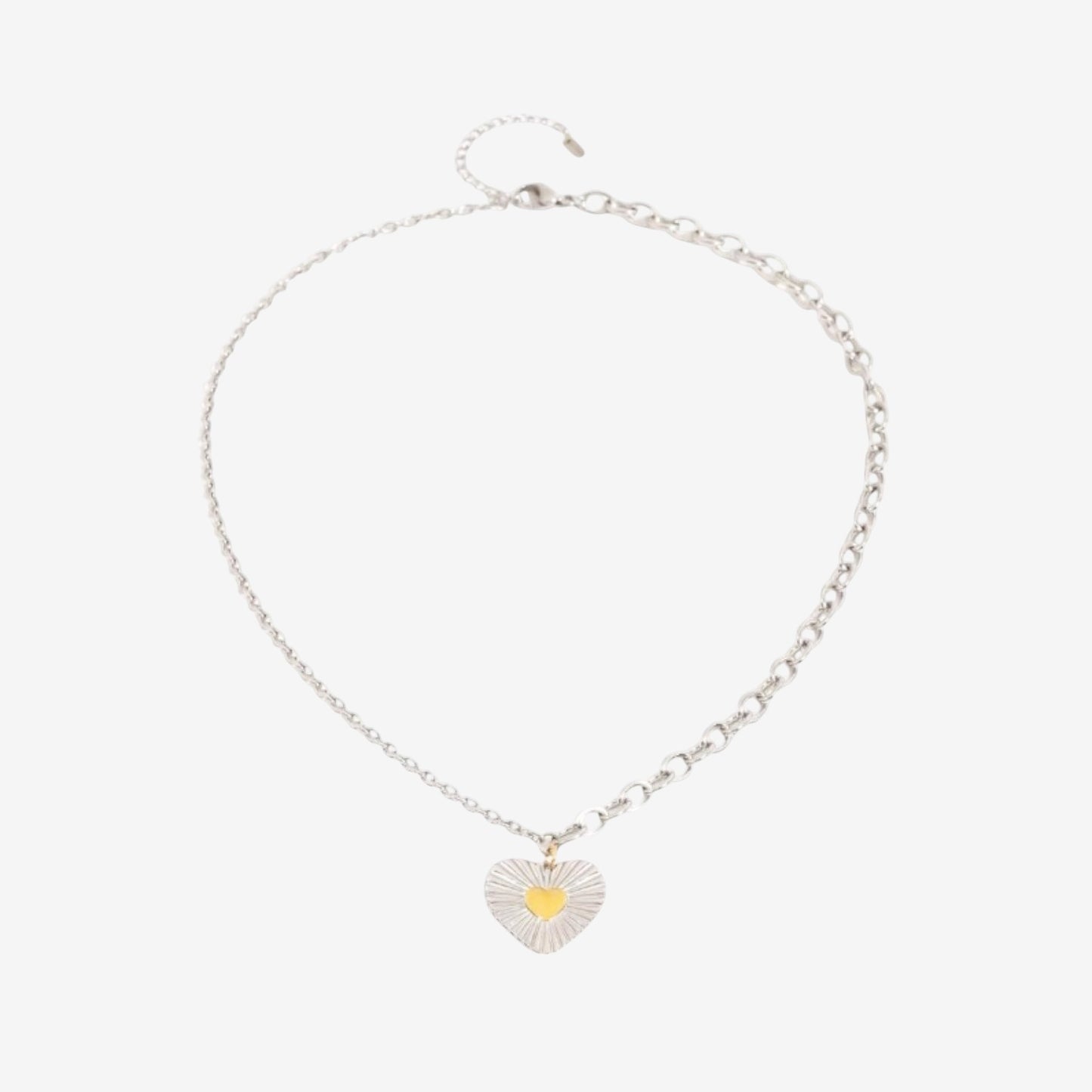 Gold and Silver Double Heart Mixed Chain Necklace