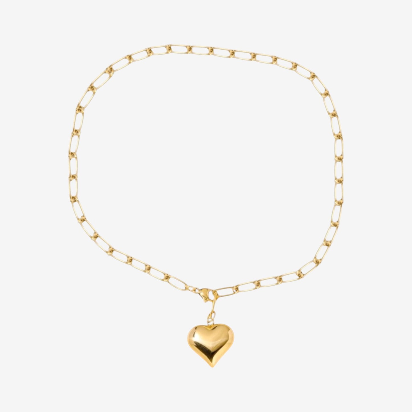 Large Gold Heart Chain Necklace