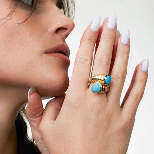 Turquoise Banded Bypass Ring