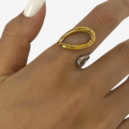 Asymmetrical Open Teardrop Ring