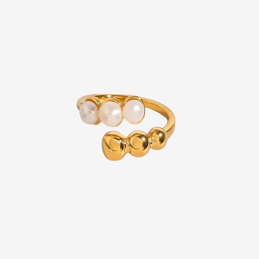 Freshwater Pearl and Gold Bead Ring