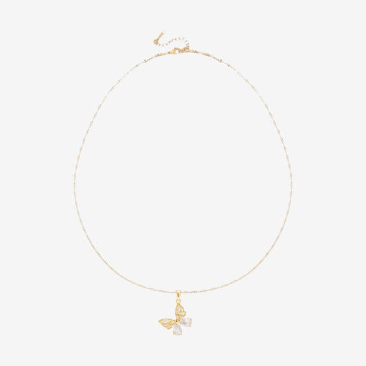 Gold Cubic Zirconia Butterfly Necklace