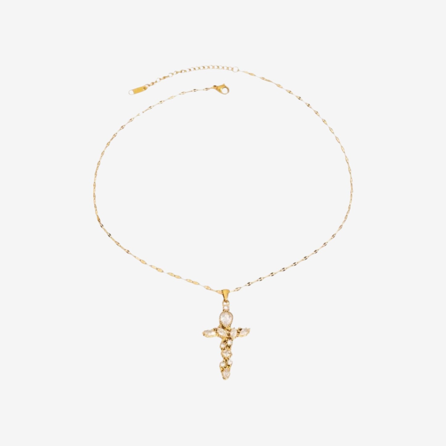 Gold Cubic Zirconia Cross Necklace