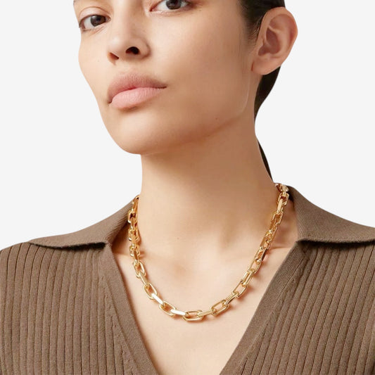 Gold Oval-Link Chain Necklace