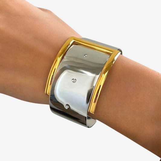 Gold and Silver Buckle Cuff Bracelet