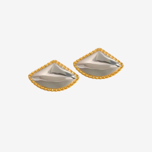 Gold and Silver Curved Triangle Earrings