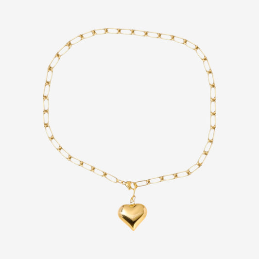 Large Gold Heart Chain Necklace