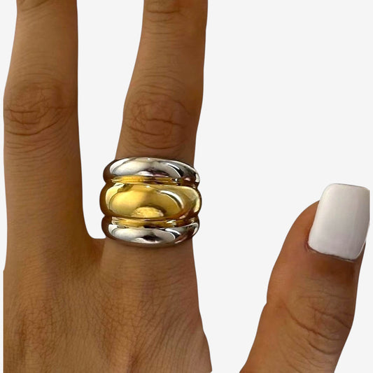 Layered Gold and Silver Ring
