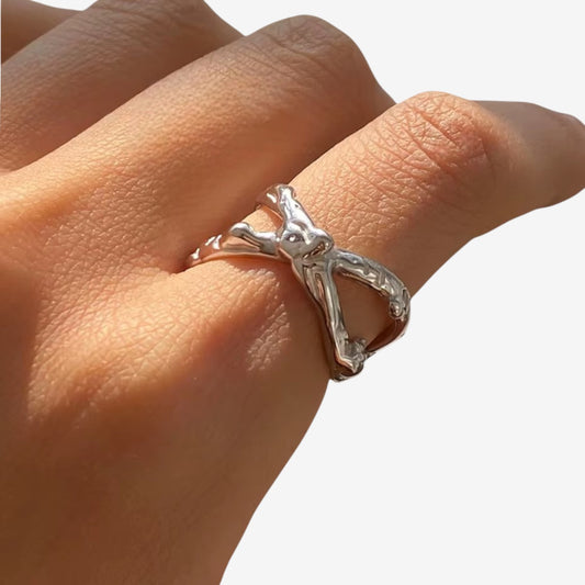 Liquid Silver Criss-Cross Ring