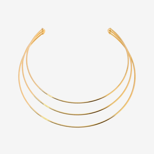 Triple Layer Gold Collar Necklace